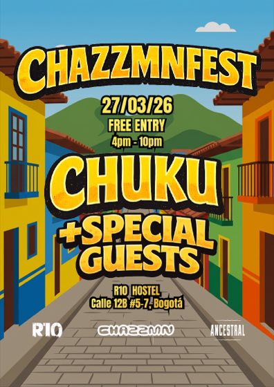 CHAZZMNFEST Bogotá II poster. Fri 27 March 2026, R10 Hostel, Bogotá
